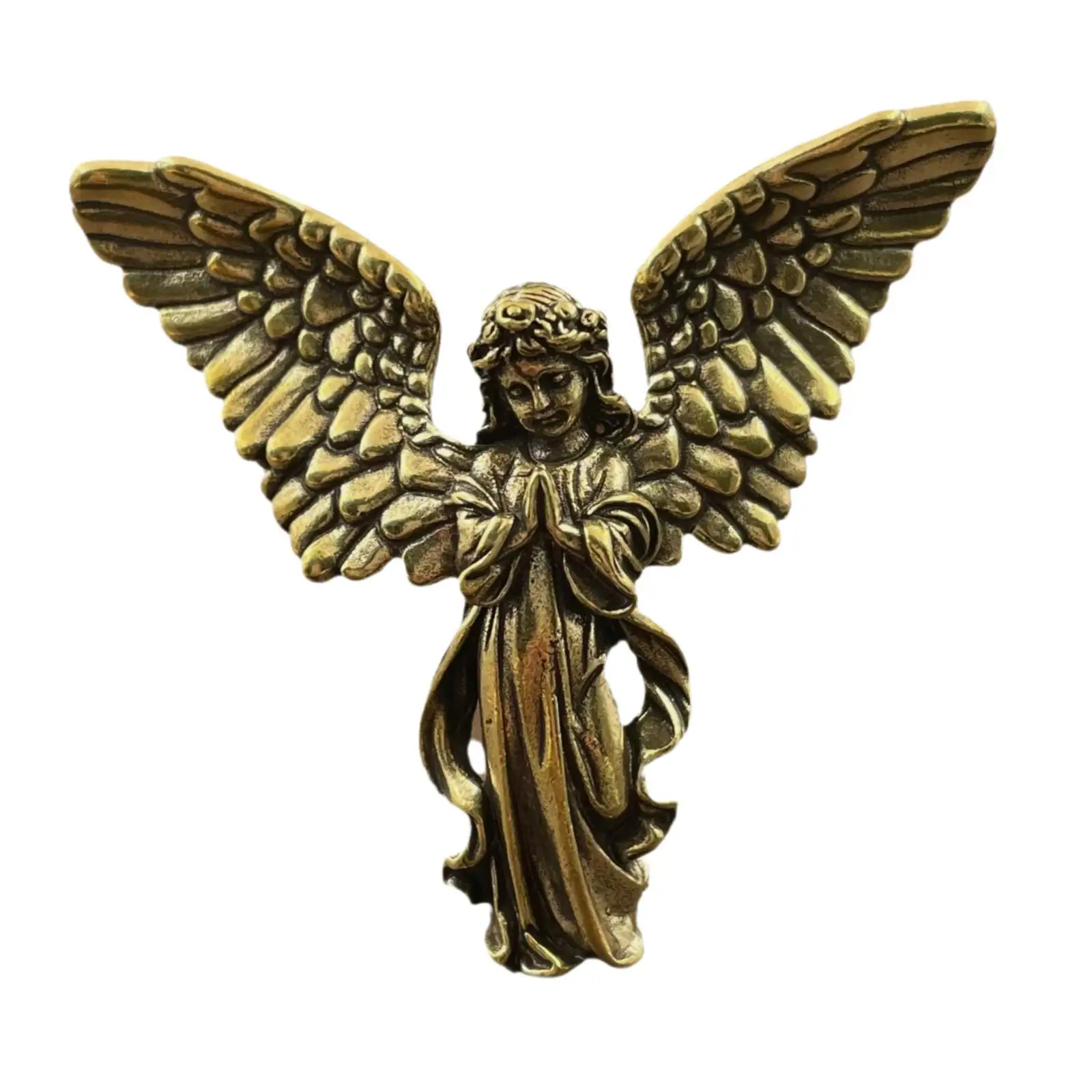 Angel Statue Figurine Cherub Brass Sculpture for Shelf Desk Ornament Decorative Miniature Figure Home Office Bedroom Collection