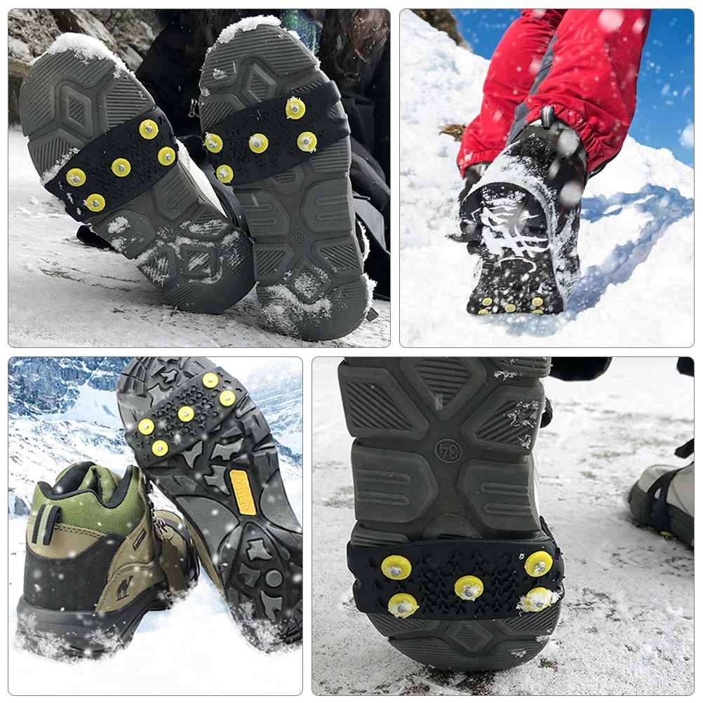 

2Sets Outdoor Anti-Slip Shoe Covers Durable Silicone Steel for Snow Climbing Fishing Hiking Crampons