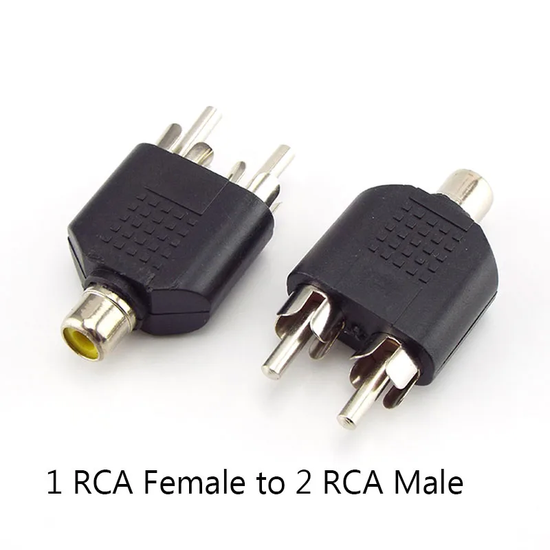 1 RCA Female to 2 RCA Male Adapter AV Audio Plug Y Splitter Connector Audio Converter for Computer TV MP3