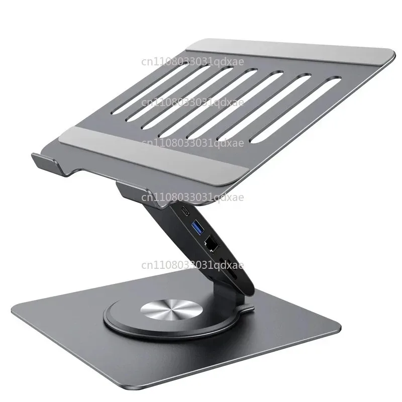 12-Port Docking Station Aluminum Alloy Laptop Tablet Stand 360° Rotatable Lifting Screen Cast Support