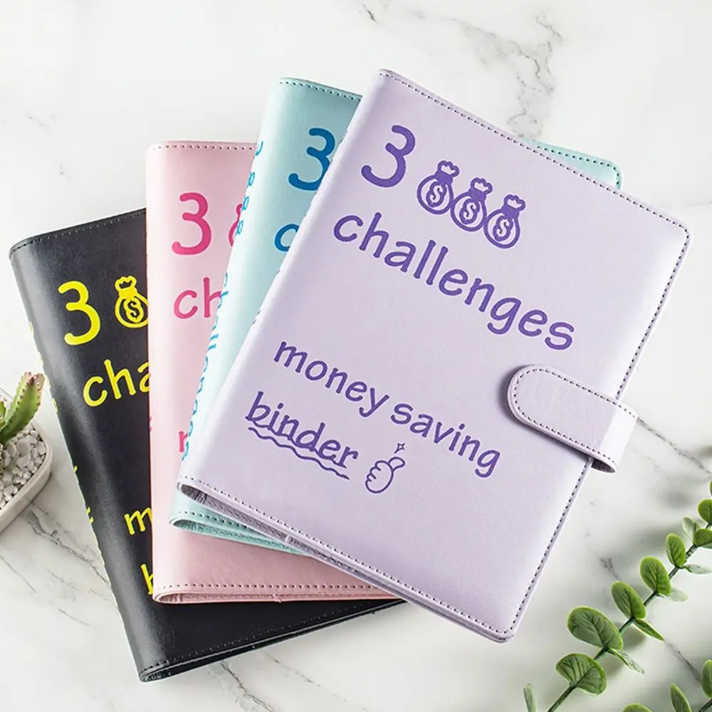 PU 100 Envelope Challenge Notebook 6 Holes Colorful Money Saving Binder Save Money Multi Pockets 100 Day Challenge Budget Binder