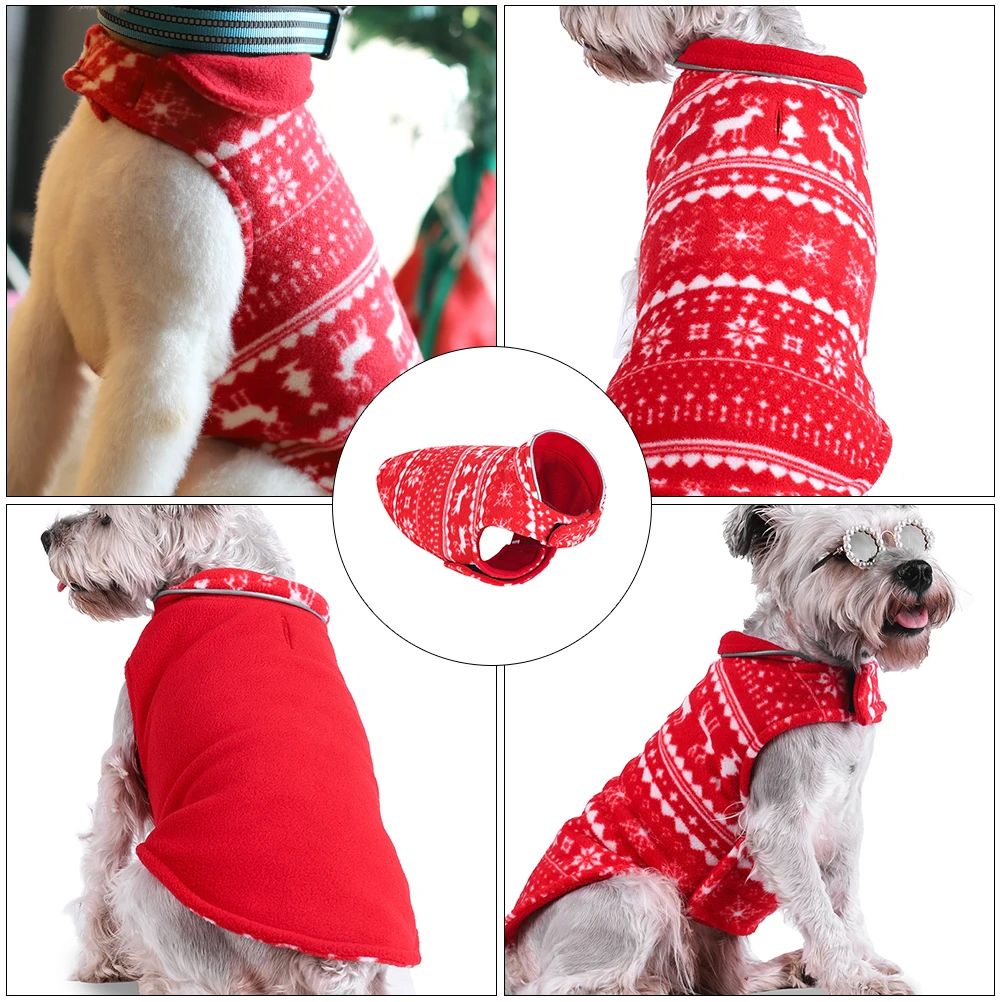 

1pc Christmas Print Coat Double-sided Water Proof Puppy Clothing Red Pet Costume Dog Apparel Christmas Pet Supplies Dog Jacket