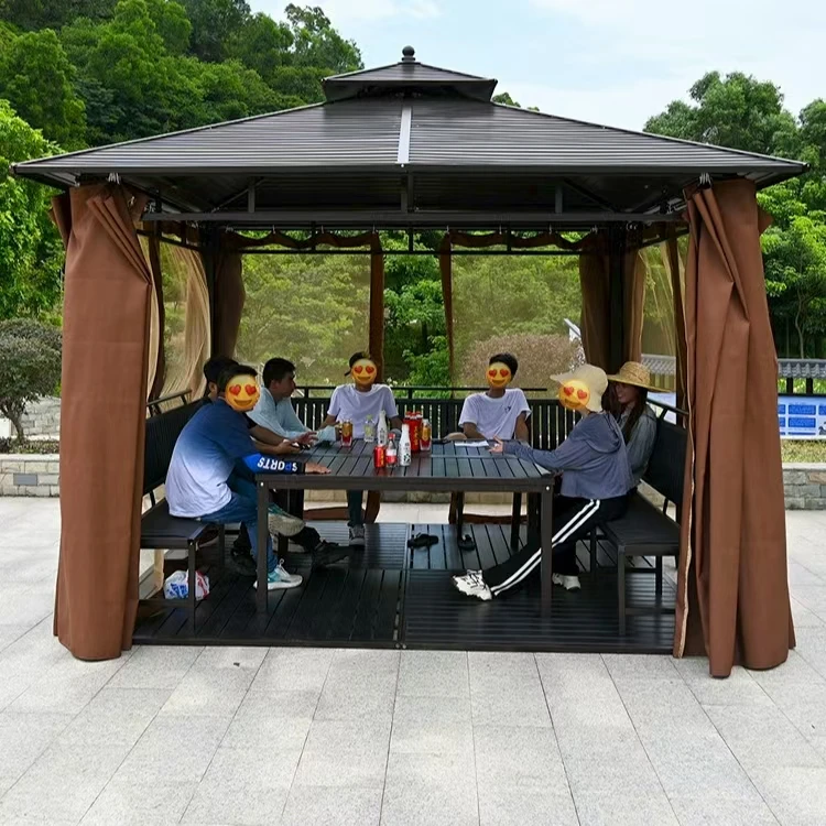 Luxury Terrace Double Layer Metal Garden Gazebo Pergola With Powder Coated Finish Bioclimatic Design Eco-Friendly & Waterproof