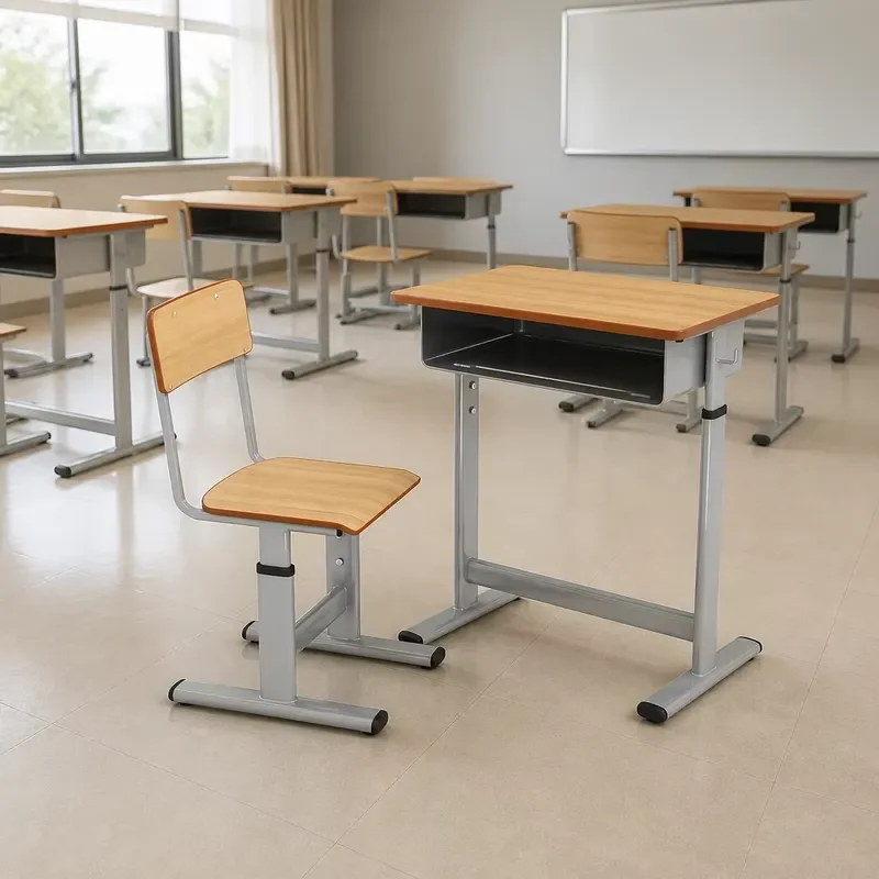 Modern Metal Adjustable Comfortable Kids Classroom Desk and Chair Set for Preschool and Kindergarten Education
