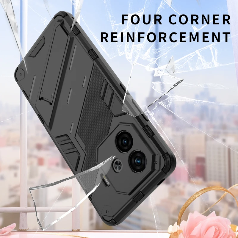 Shockproof Armor Camera Protective Hard Plastic Case For IQOO Z9 Turbo Shockproof Bracket Case Cover For VIVO For IQOO Z9Turbo