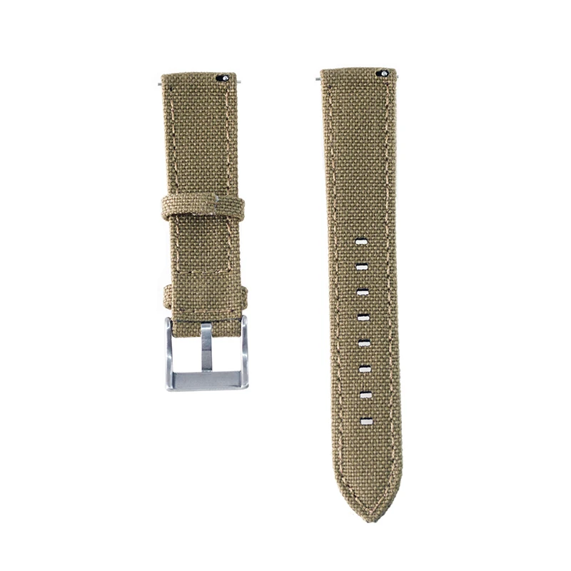 20mm 22mm Quick Release Canvas Watch Strap Band - Khaki Black