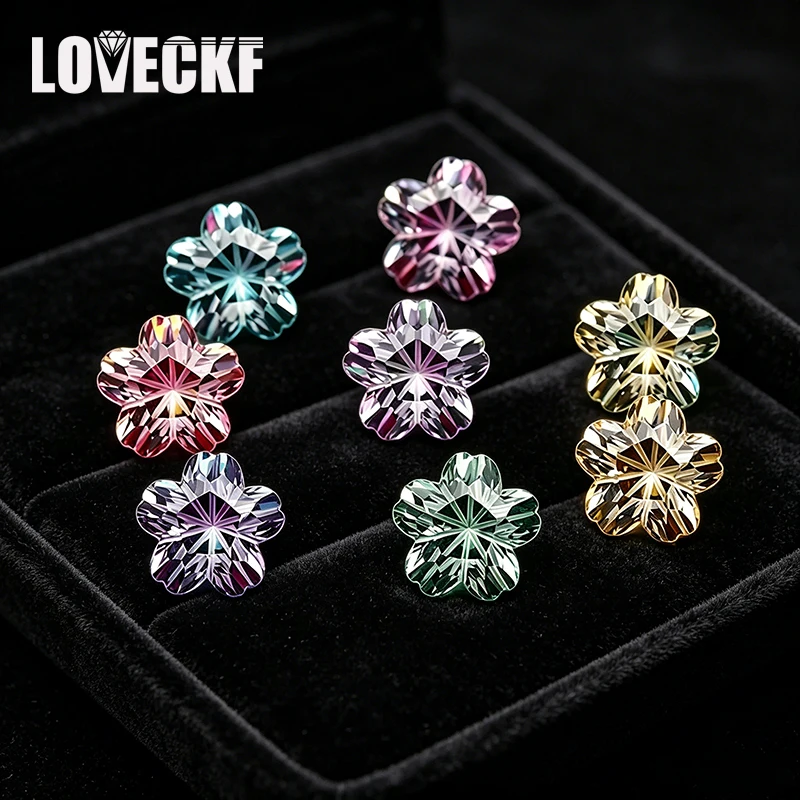 5A Colored Pentagon Sakura Cut Cubic Zirconia Loose Gemstones Pink White Yellow Purple for Jewelry Making