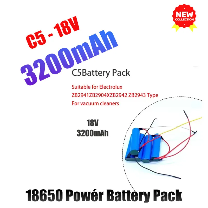 C5 18 فولت بطارية حزمة الكترولوكس ZB2941 ZB2904X ZB2942 ZB2943 نوع ل NV144NNV144NIBRC مكنسة كهربائية نظافة بطارية ليثيوم أيون #3