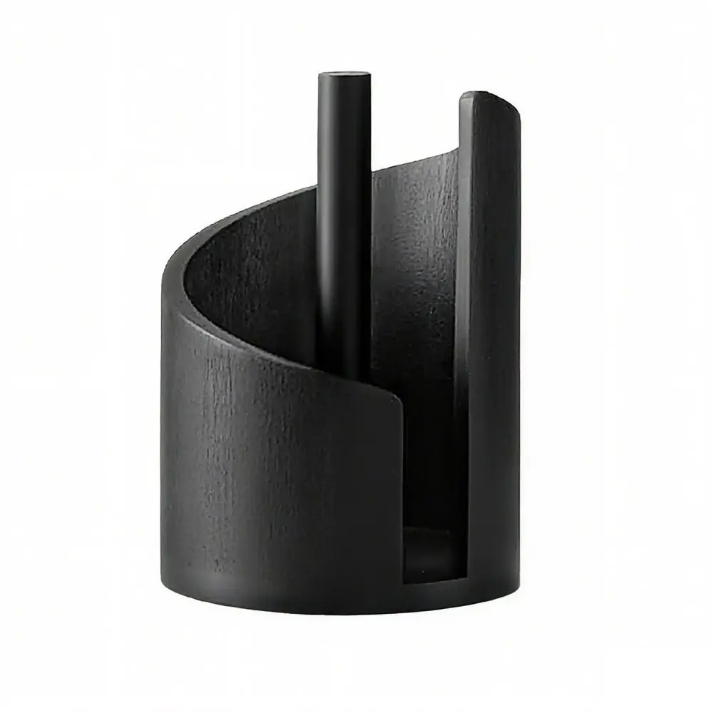 Porta asciugamani di carta in legno con base rotonda in legno di mango con supporto in ferro Porta asciugamani da appoggio Porta fazzoletti Decorazioni per la casa