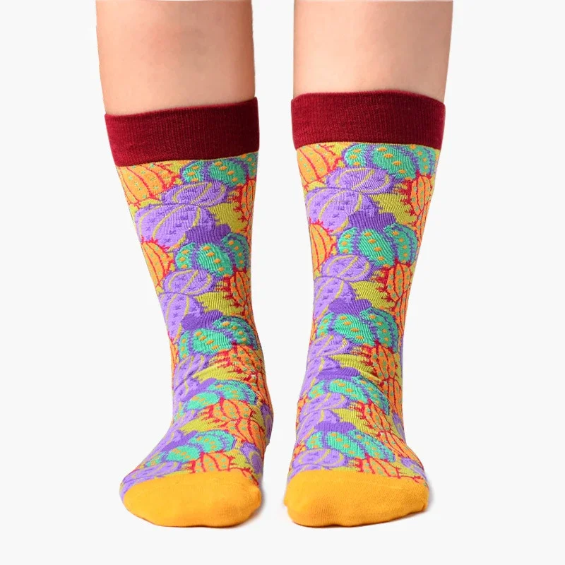 Colorful Pop Art Style Men's Socks with Psychedelic Illustrations