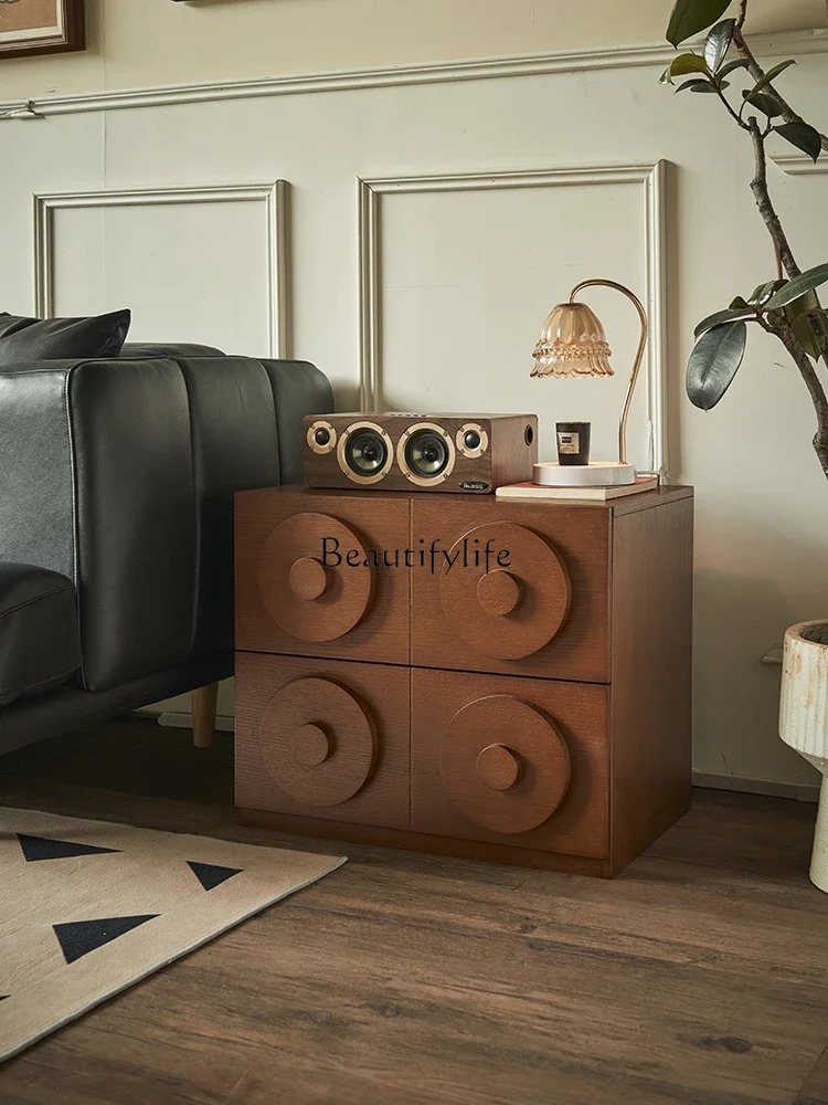 

03.French medieval solid wood chest, living room against the wall storage locker household