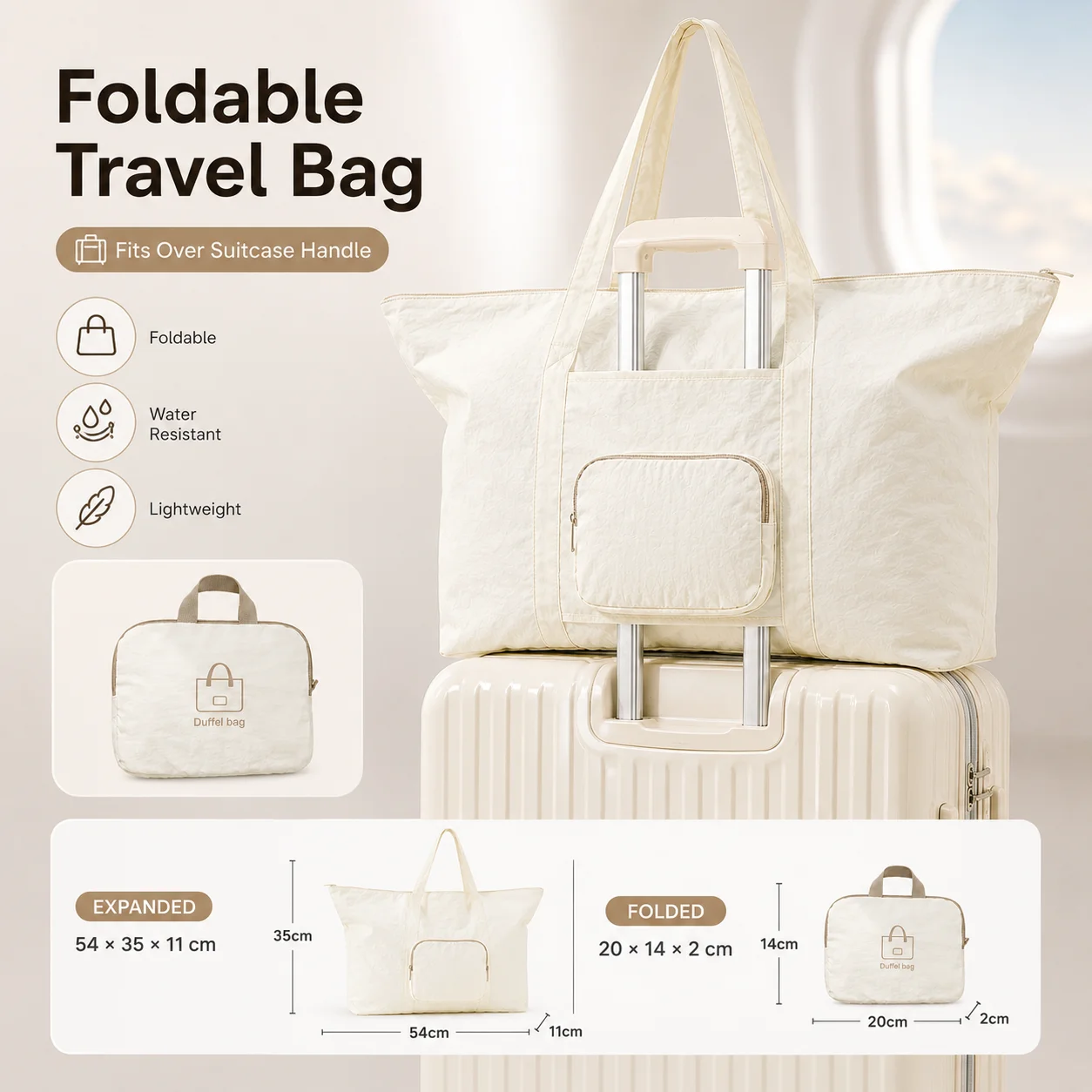 

Packable Travel Tote Foldable Shopping Bag Luggage Sleeve Lightweight Extra Travel Bag for Souvenirs Airport Daily Use Women Men