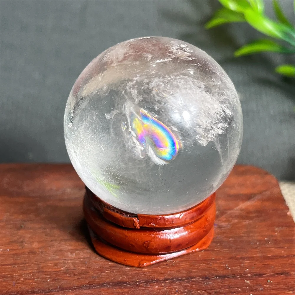 

Crystal Natural Clear Quartz Rainbow Sphere Ball Stone Quartz Flash Mineral Home Decoration Healing Energy Reiki Gemstones+Stand