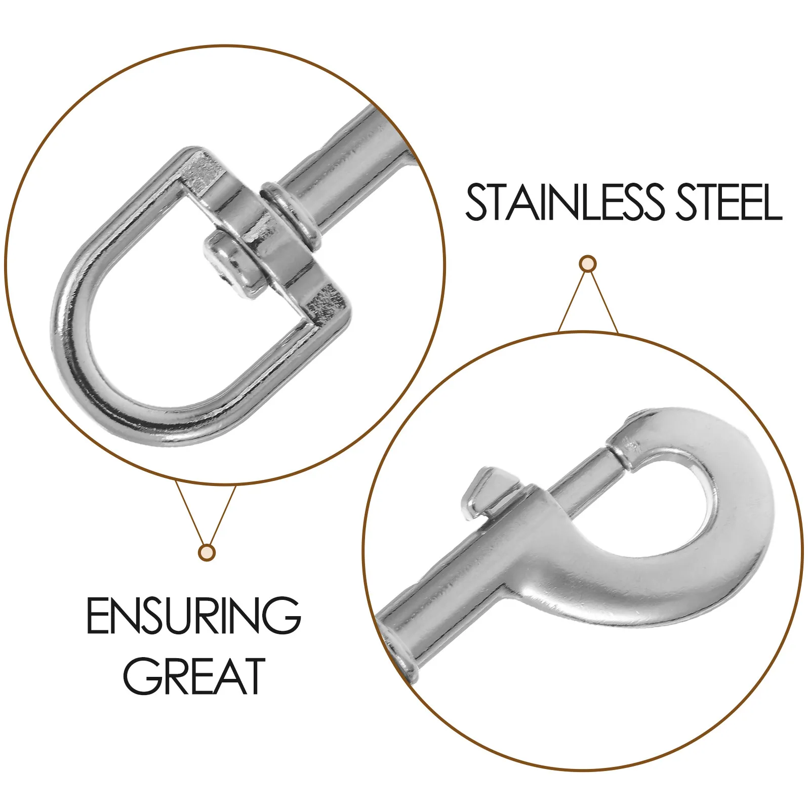 Heavy Duty Zinc Alloy Dog Leash Buckle Clips, 3Pcs Swivel Snap Hooks with Electroplated Metal Clasp