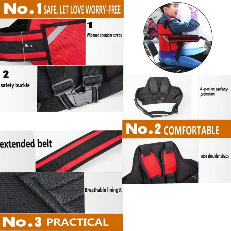 Ceinture de Sécurité Universelle pour Moto pour Enfant, Sangle de Protection Non-ald, Siège Arrière, Poignée Passager