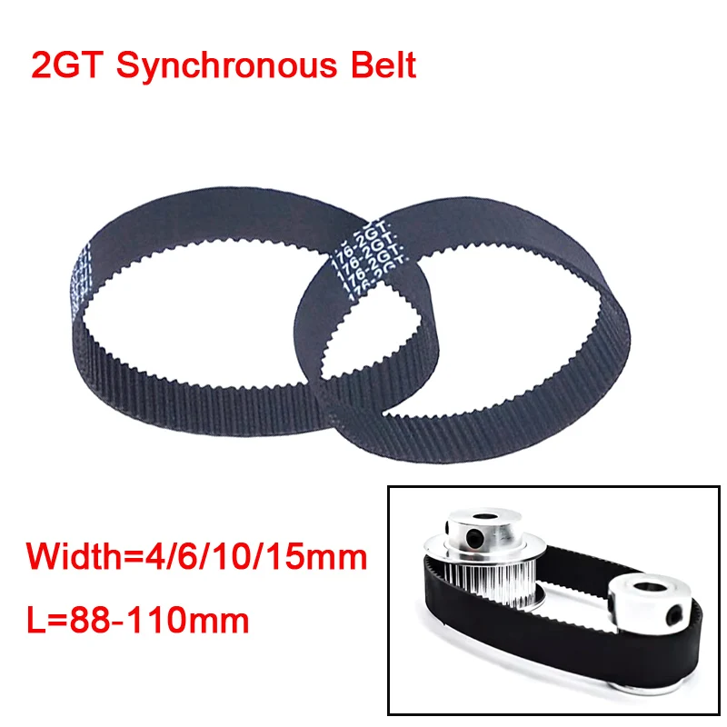 1Pcs 2GT Rubber Seal Timing Belt 88/90/94/96/98/100/102~110mm Width 4/6/10/15mm GT2 Synchronous Belt Fit 3D Printer Accessory