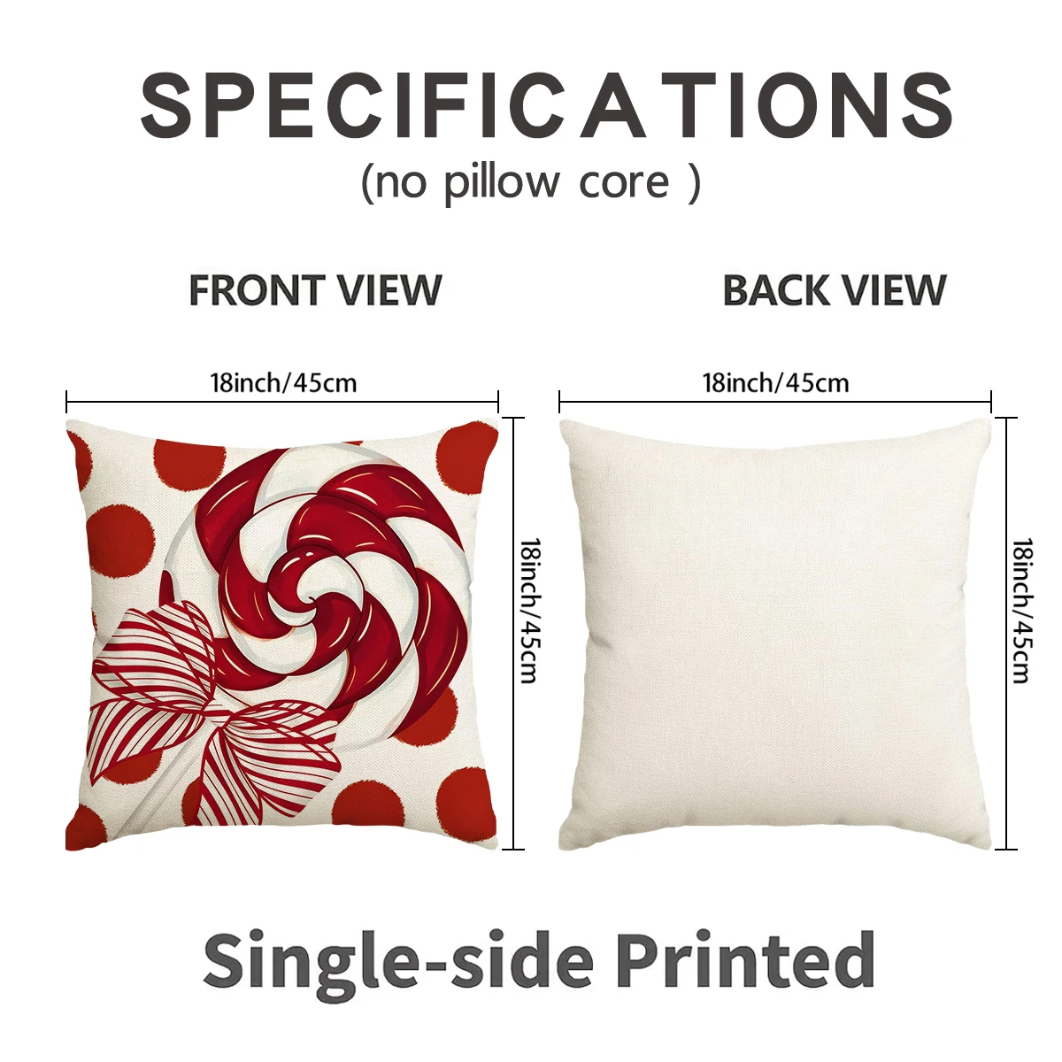 Christmas Cushion Covers 4‑Pack Throw Pillow Covers Red Green Candy Lollipop Plaid Holiday Sofa Home Decor Cushion Case