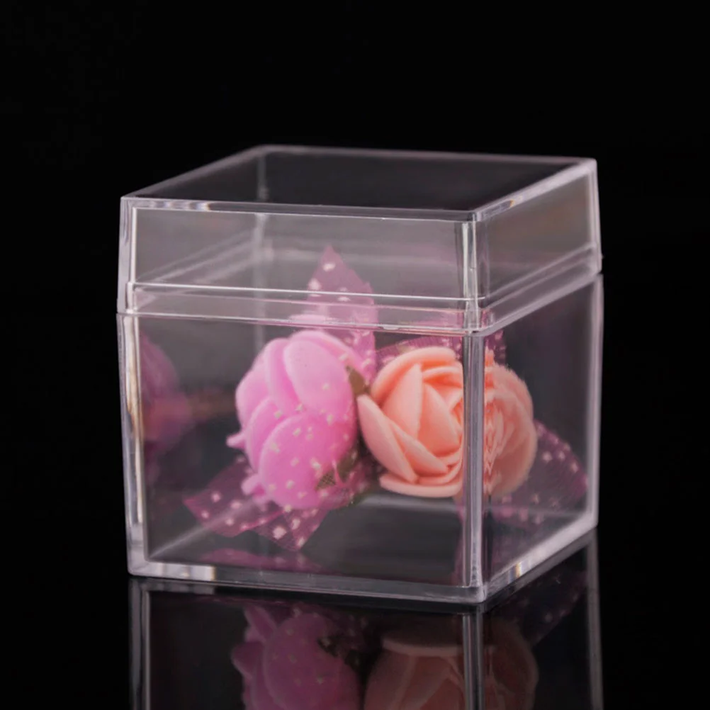 12 Pcs Square Storage Case Clear Candy Boxes Transparent ganizer Containers Lids Mini Gift Holders Jewelry Display Packaging Box