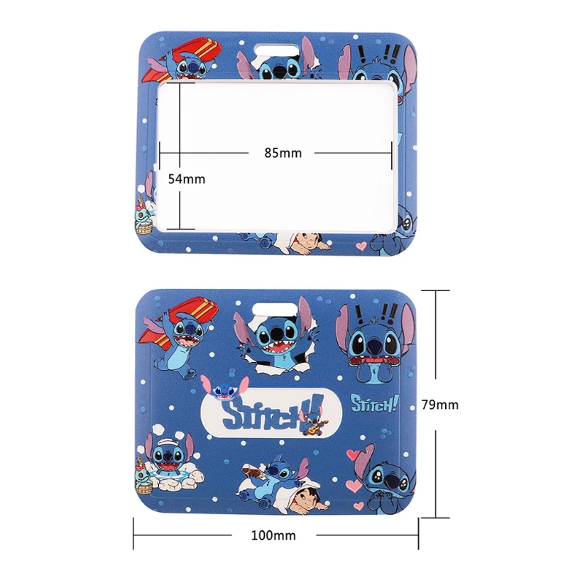 New Disney Lilo Stitch Pvc Card Cover Student Campus Card Cinderella Anime Stitch Hanging Holder Lanyard Id Card Kid\'s Gift Toys