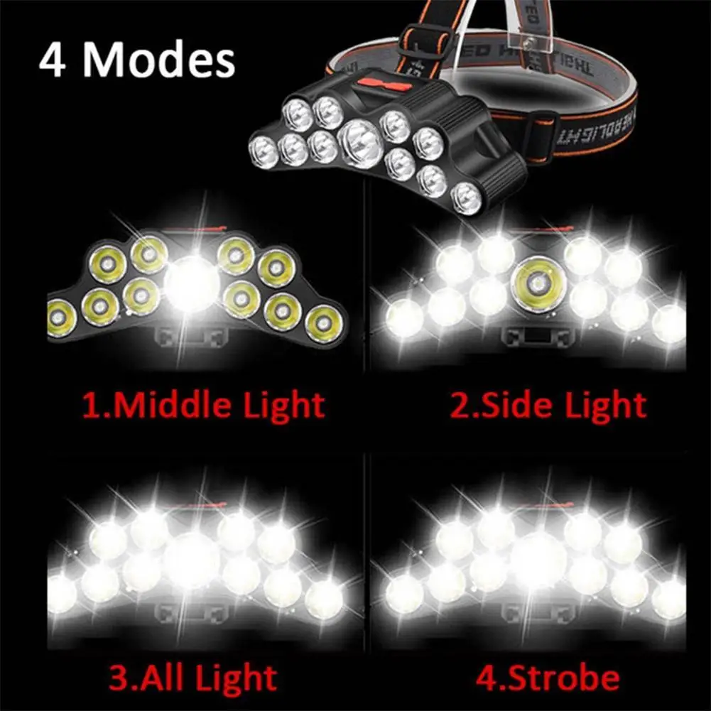 Portable Multi-function Outdoor Bright Light Eleven Core High-power Long-range Waterproof Night Fishing Light