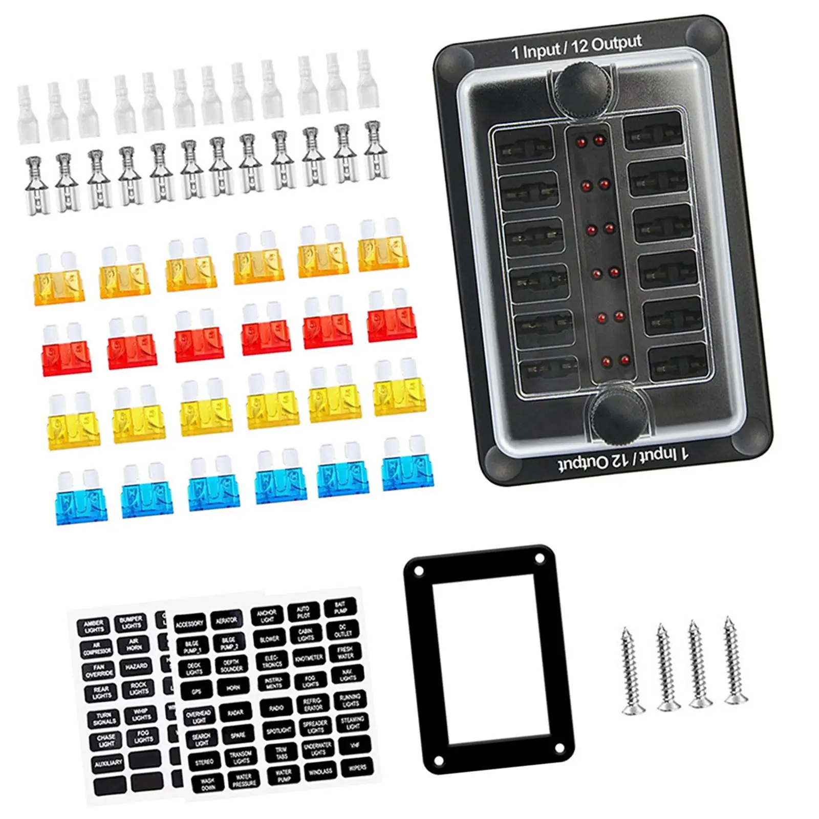 1 in 12 Out 12 Way Fuse Box Universal Fuse Holder Box for Boat Marine