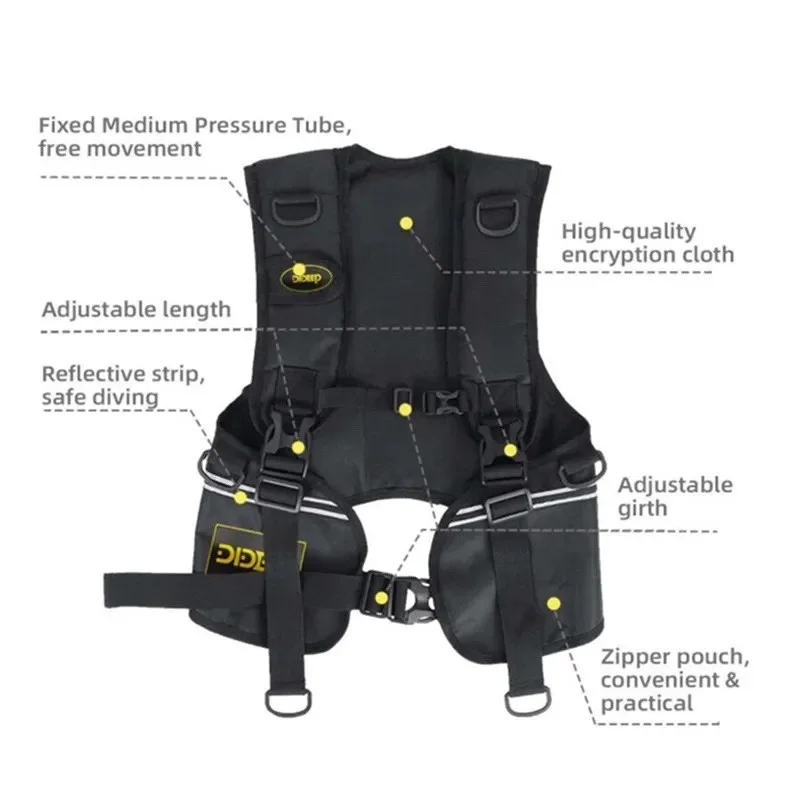 2L Scuba Tank Diving Oxygen Cylinder Snorkeling Dive Equipment Quick-Drying Mesh Storage Back Vest Bag