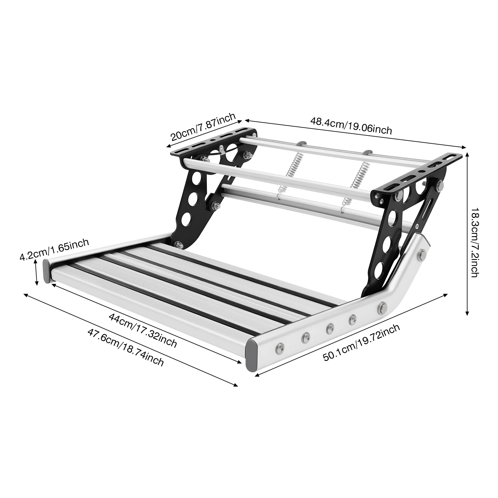 خطوة RV قابلة للطي أحادية الطبقة 330.69LBS مع شريط إضاءة LED وسبائك الألومنيوم المضادة للانزلاق للمنزل المتنقل والتخييم