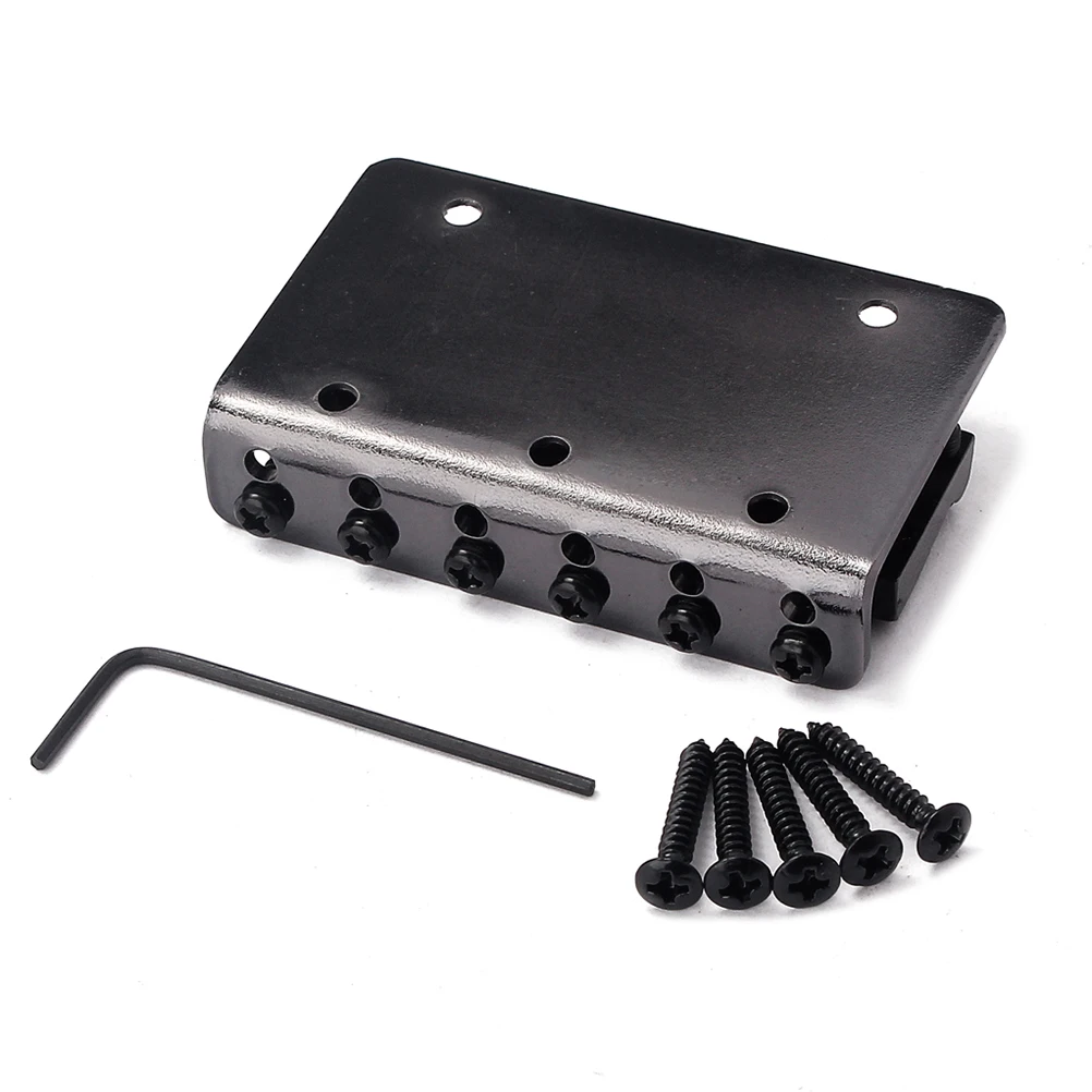 

65Mm Adjustable Height 6 String Electric Guitar Bridge Heavy Duty Metal Build Top Load Tailpiece for 5 Screw