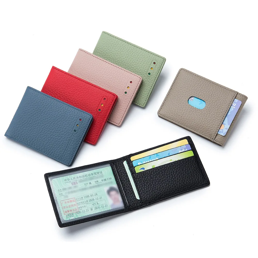 Nesitu RFID Blocking Red Black Pink Grey Blue Green Genuine Leather Slim Thin Men Women Credit Card Holder M3415