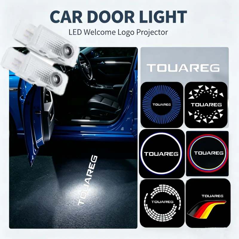 2Pcs LED Ghost Logo Laser Projector Car Door Welcome Courtesy Shadow Light For Volkswagen Touareg 2004-2010 Decor Accessories