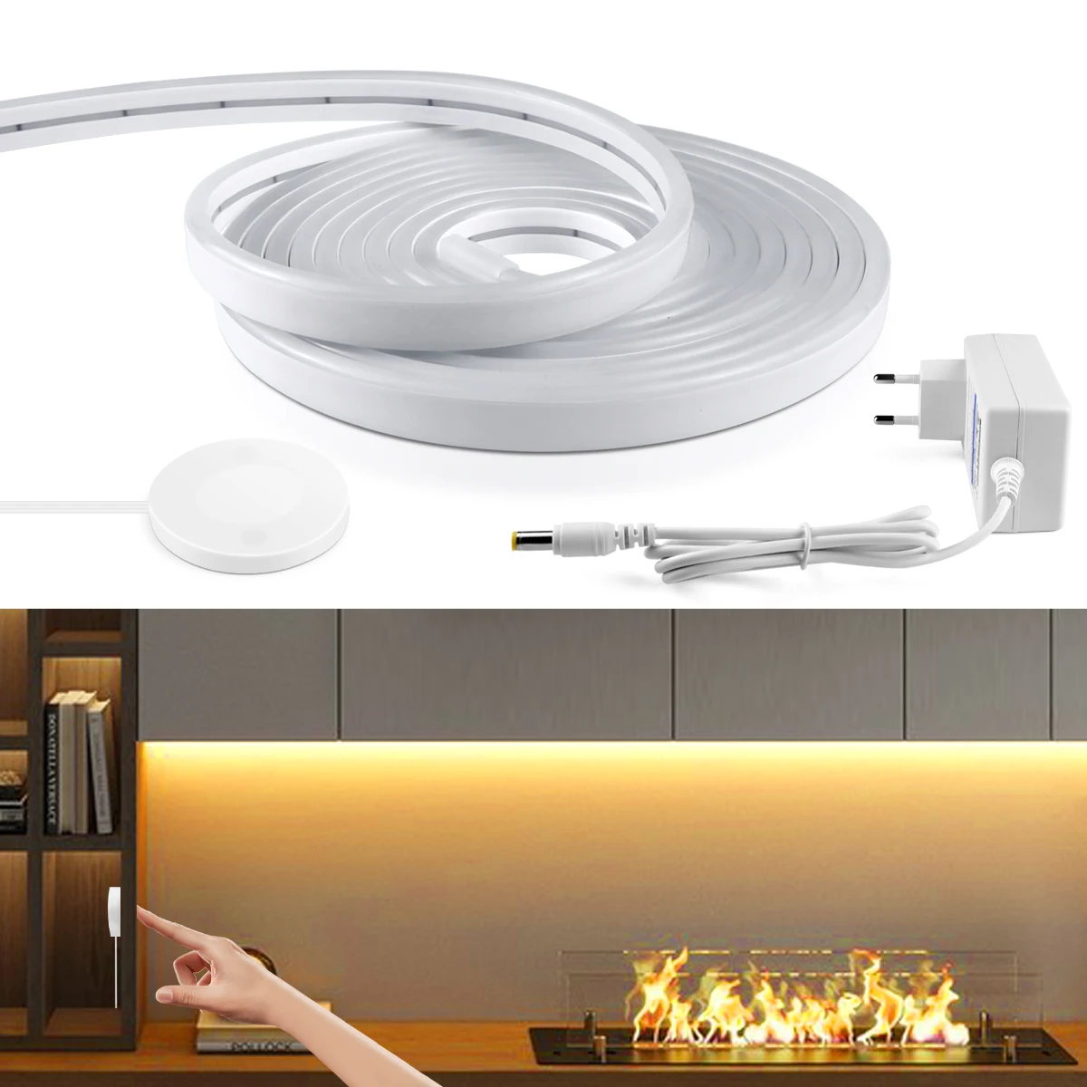 DC12V Neon Light LED Strip Hand Scan Sensor Touch Dimmer Switch 120LEDs/M Flexible Tube Lamp Kitchen Cabinet Backlight Lighting