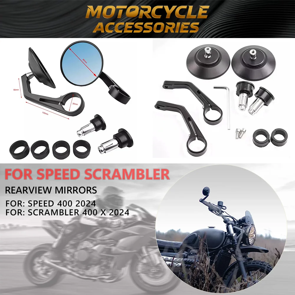 

For Triumph Speed 400 Scrambler 400 X Scrambler 400X 2024 Motorcycle Handlebar Mirror Retrofit Rear View Mirror