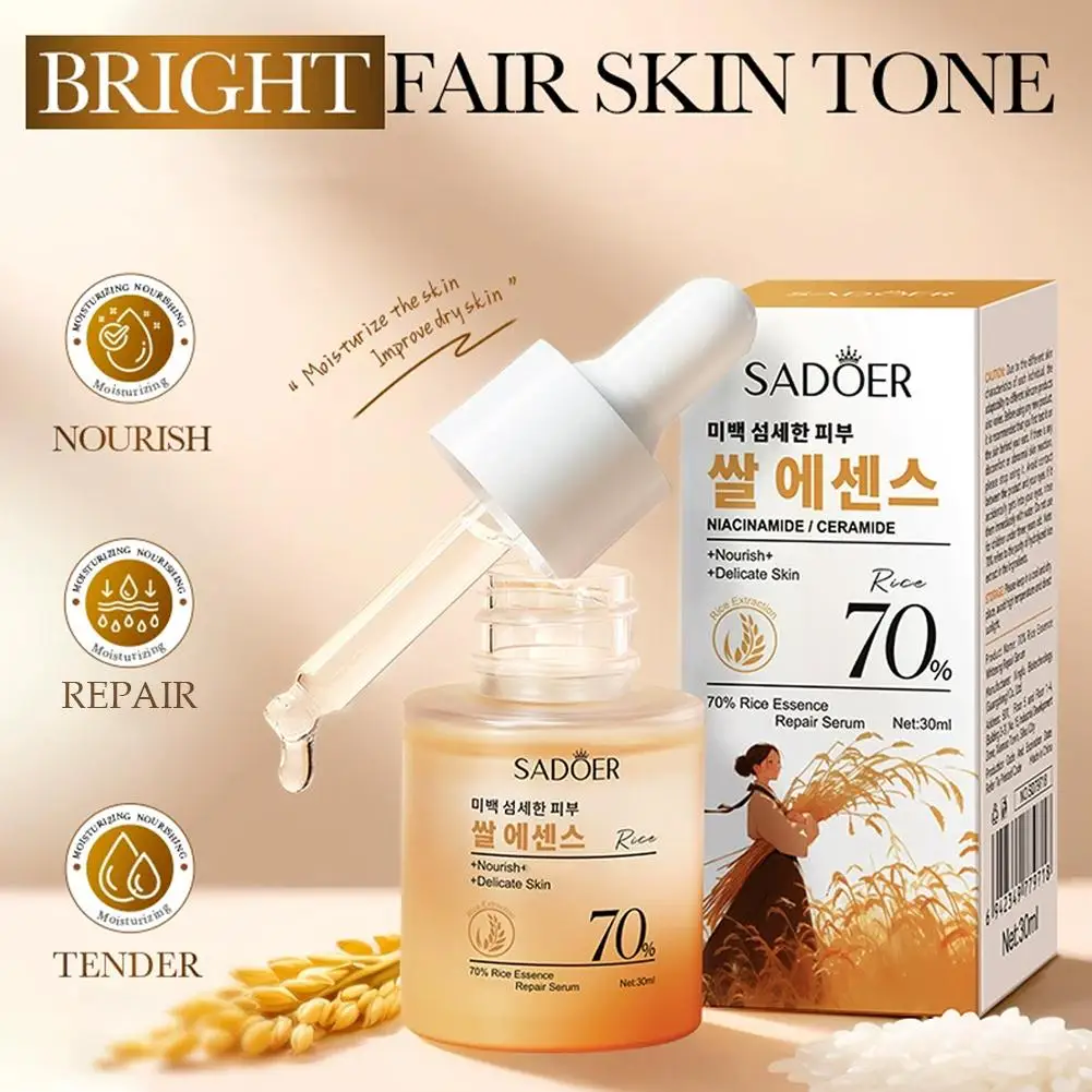 Rice Essence Serum 70% Rice Essence and Niacinamide Facial Serum for Smooth,Radiant Looking Skin,Uneven Tone Skin Care Cosmetics