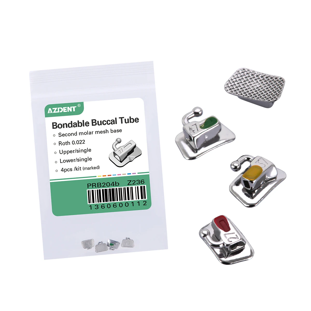 5 Packungen AZDENT Dental Kieferorthopädische Bukkalröhrchen 1. 2. Molarenzähne Mesh Base Nicht umwandelbar Bondable Roth MBT Edgewise 022/018 – Detail 14
