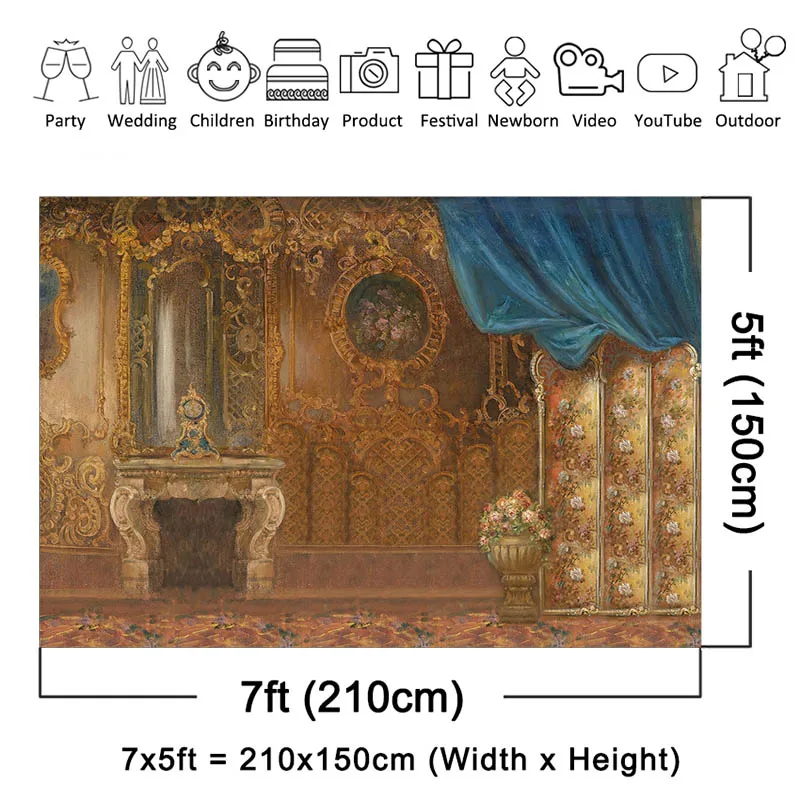 Mocsicka retro tribunal estilo fotografia fundo da parede de ouro decoração interior crianças adultos retrato photo studio adereços