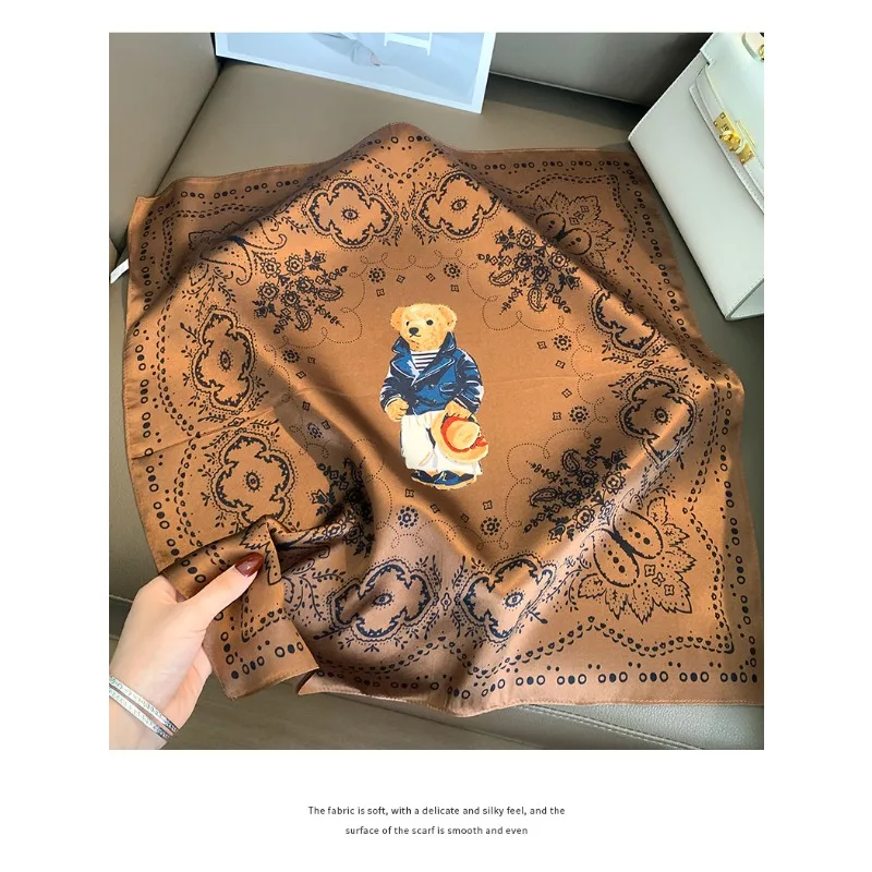 100% Mulberry Silk Scarf for Women Retro Paisley Satin Square Scarf Versatile Neck Headband Bag Tie Neckerchief for Office Wear view 6