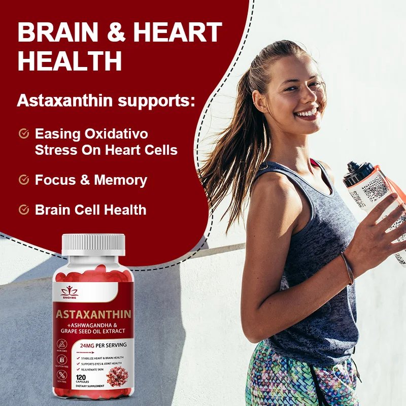 Astaxanthin capsules, 24mg, promote cardiovascular and blood metabolism, eliminate diarrhea, arthritis, and pain