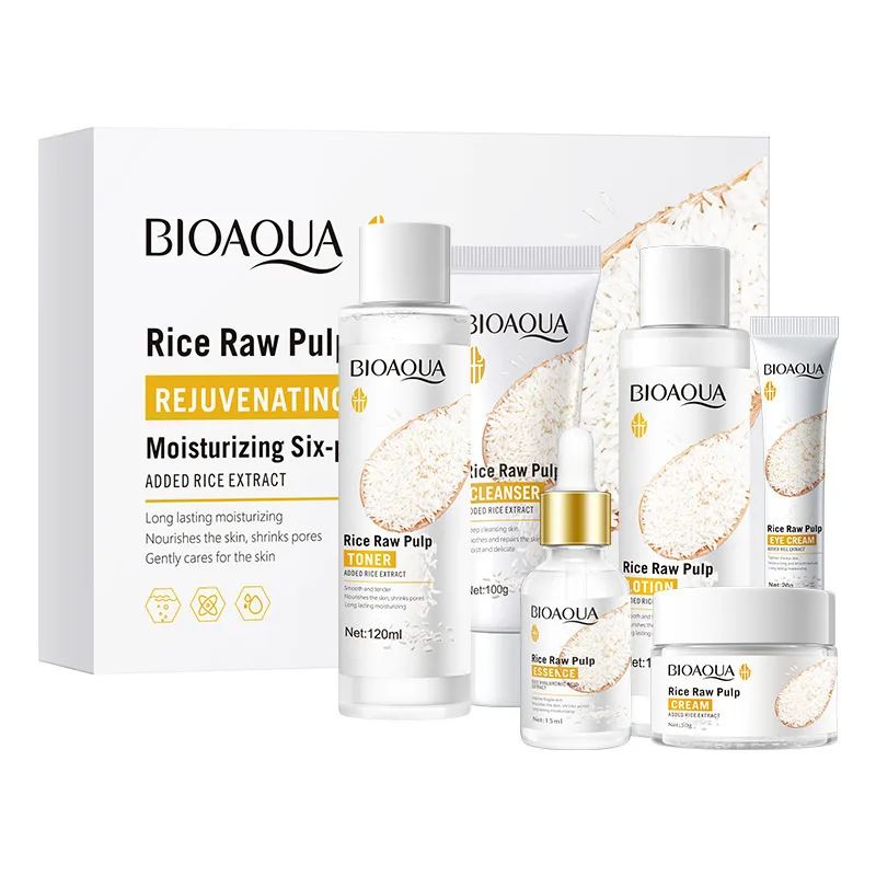 

Rice Raw Pulp Skincare Routine (6 Items) - Toner, Essence, Cream, Cleanser, Lotion- Natural Glow & Wrinkle Care