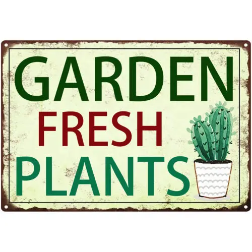 Garden Signs Rustic Greenery Metal Tin Sign 12x8 inches Pub Bar Home Wall Decor