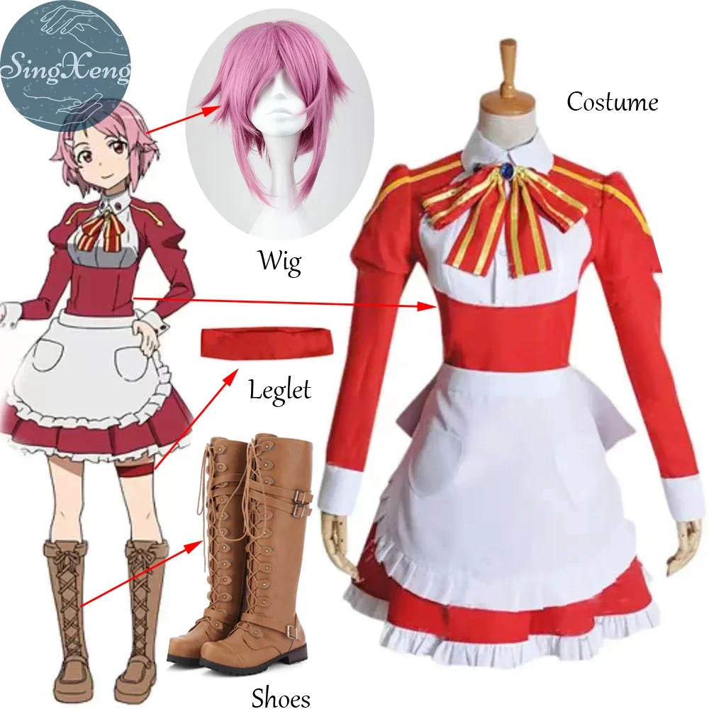 SingXeng Anime Sword Art Online SAO Shinozaki Rika Cosplay Costume Uniform Custom Made Women Maid Dress Halloween