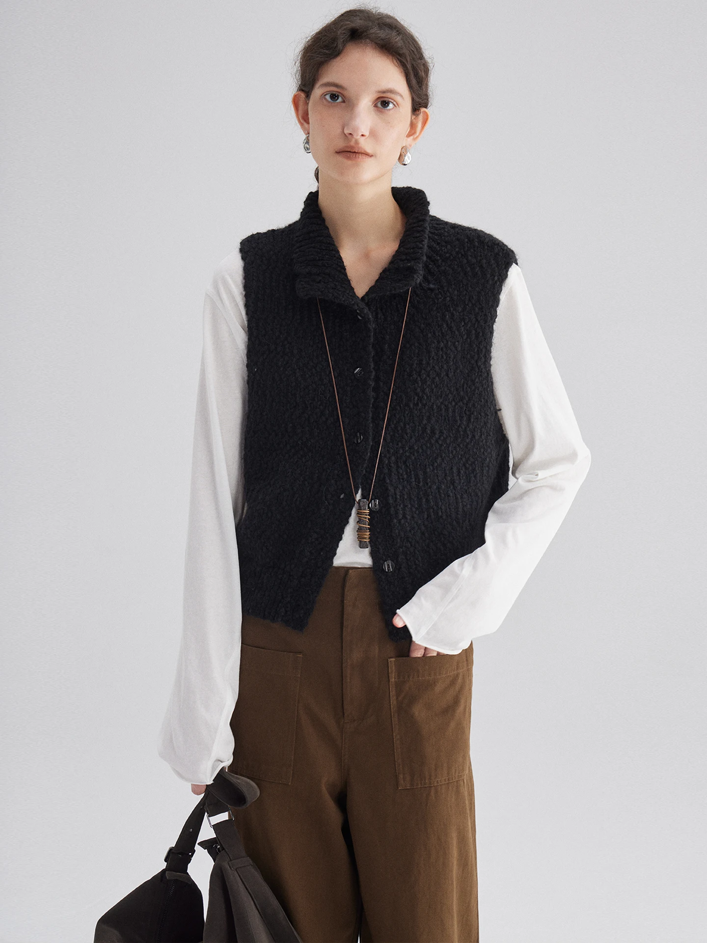 

Женский вязаный шерстяной свитер, жилет с большим животом, шерстяной дышащий, футборитная текстура, не скатывается, для поездок на работу