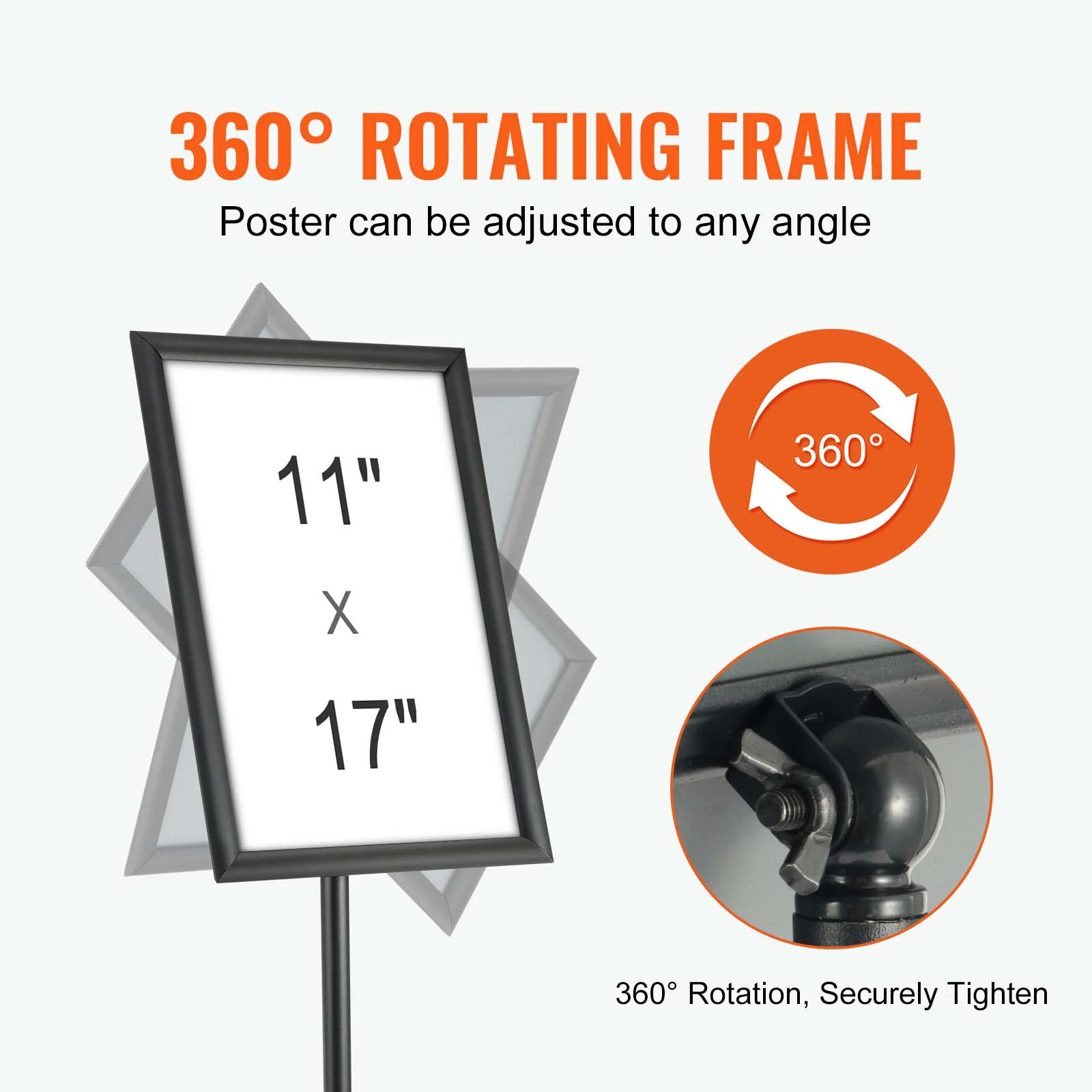 VEVOR Pedestal Sign Holder Vertical & Horizontal Adjustable Heavy-Duty Floor Poster Stand for Display Advertisement Outdoor