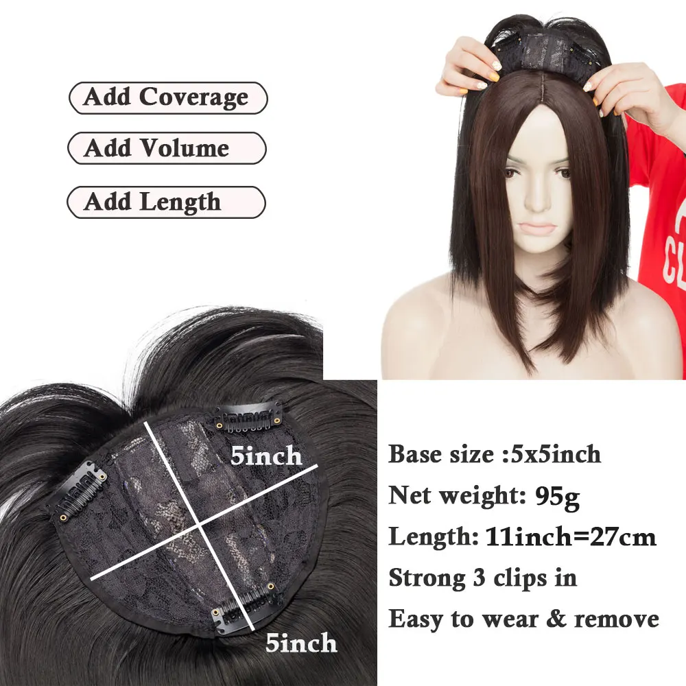 Benehair 11 Inch Hair Toppers with Bangs for Women Hair Pieces for Women with Thinning Hair Synthetic Wig Clip In Hair Topper
