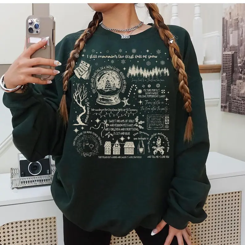 Sudadera con diseño de estrella Pop, versión lírica navideña, fan de música country, cuello redondo, TisTheDamnSeason, vacaciones, Besties, ropa Y2k a juego