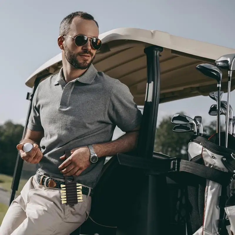 á el tenedor del tee para la bolsa de golf tee de golf cinturón de almacenamiento de la PU tees de golf bolsa etiqueta accesorios para 7 tees estuche de almacenamiento conveniente y duradero