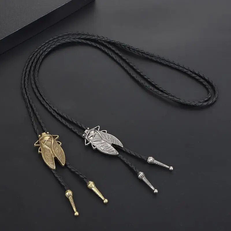 Carved Cicada Buckle Decors Bolo Tie For Men Women Bridegroom Wedding Necklace Western Cowboy Necktie Bolo Tie For Shirt