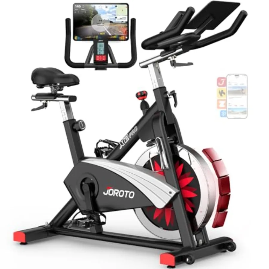 

Magnetic Exercise Bike Professional Indoor Cycling Bike with Bluetooth and Self-Developed App 350lbs Weight Capacity 40 lbs Dua
