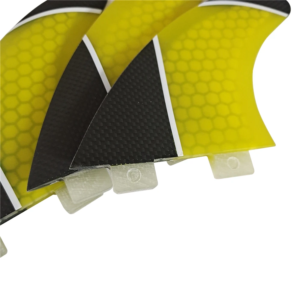 Tri Surf Fins UPUSRF FCSกระดานโต้คลื่นครีบPM-Mขนาดรังผึ้งคาร์บอนFinsสําหรับท่อง 3 สีแท็บคู่Sup Board Fins