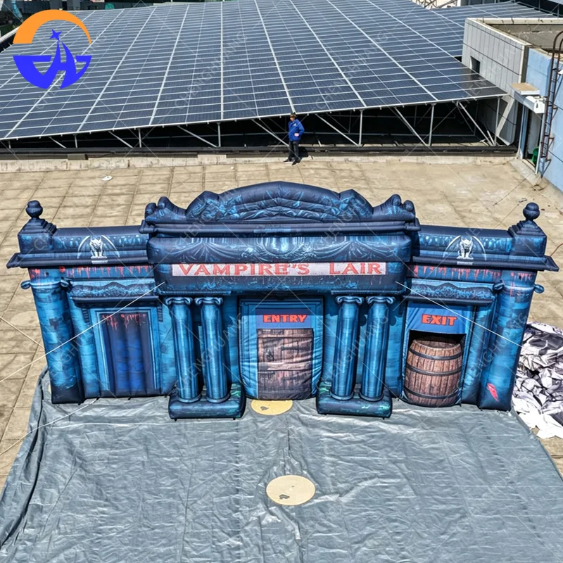 Giant Inflatable Vampire's Lair Haunted House Custom Halloween Themed Inflatable Wall for Event Decoration with blower