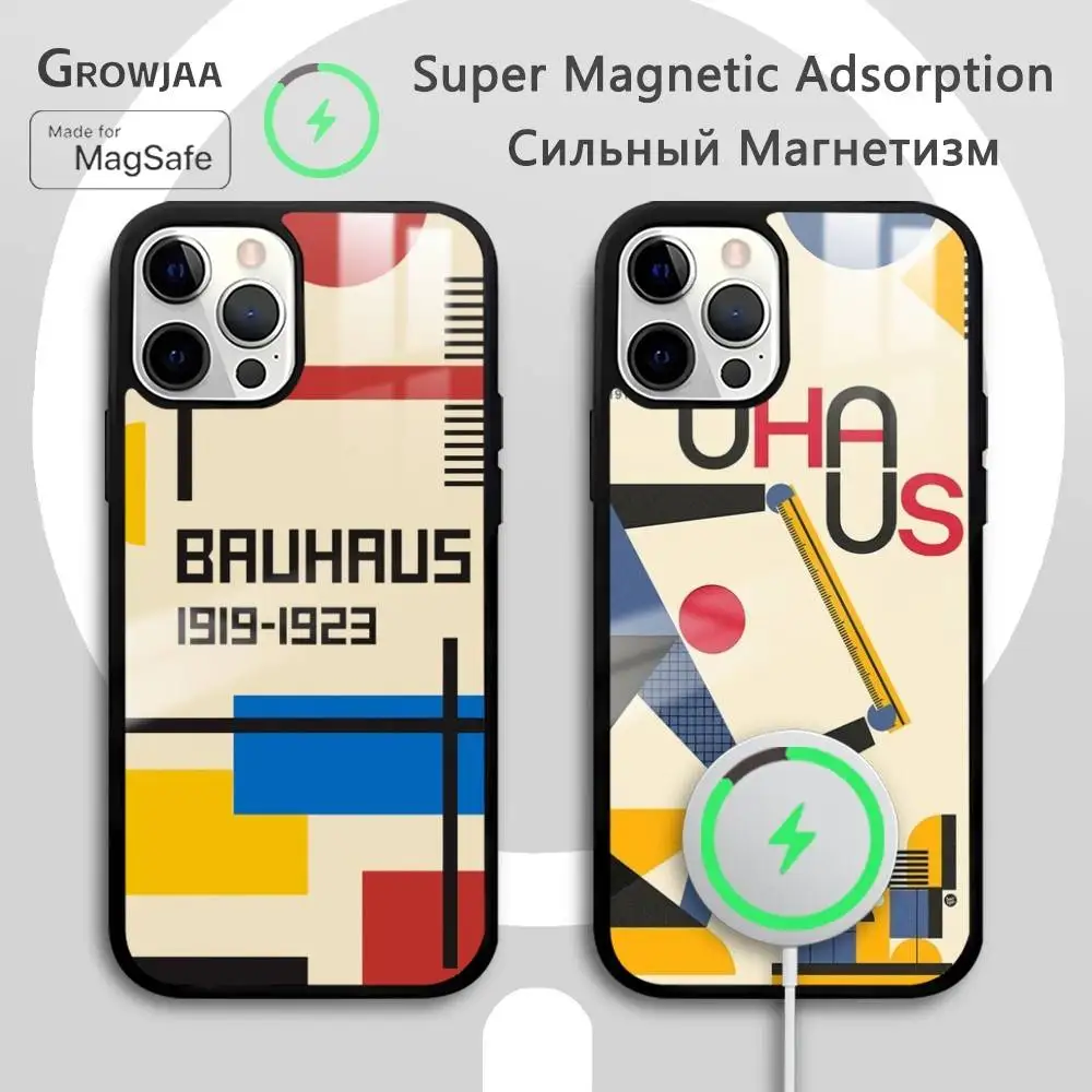 

Geometric Bauhaus art phone case for iPhone 17 16 15 14 13 12 11 Pro Max Plus Mini Magsafe Magnetic Wireless Mirror Funda